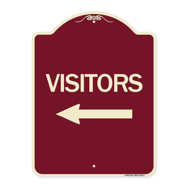 Signmission Visitors with Left Arrow Heavy-Gauge Aluminum Architectural Sign, 24" x 18", BU-1824-24617 A-DES-BU-1824-24617 - main